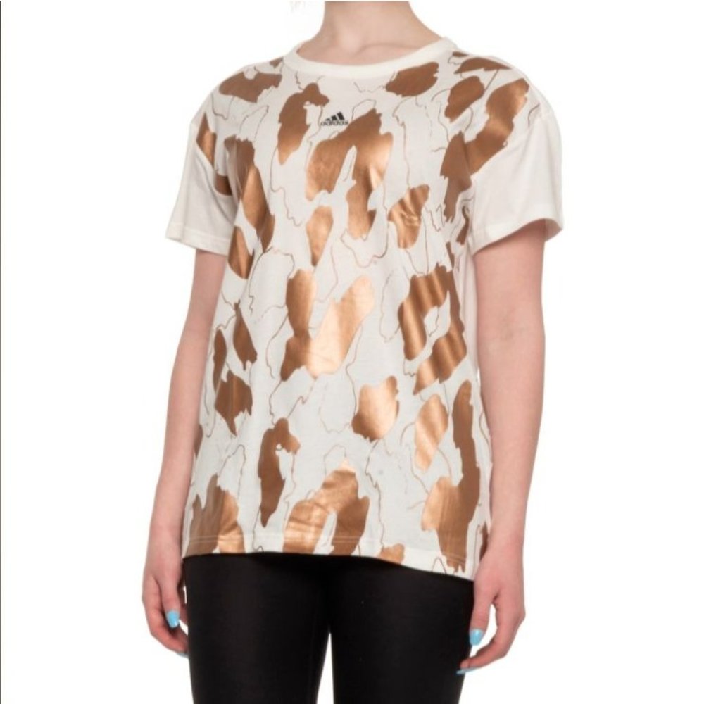 Adidas Womens Tee Shirt Printed Short Sleeve Crew Neck Size Large